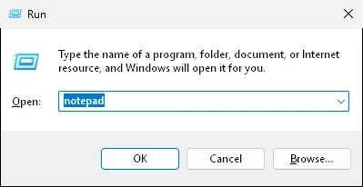 Windows Run dialog with sysdm.cpl typed in the Open box.