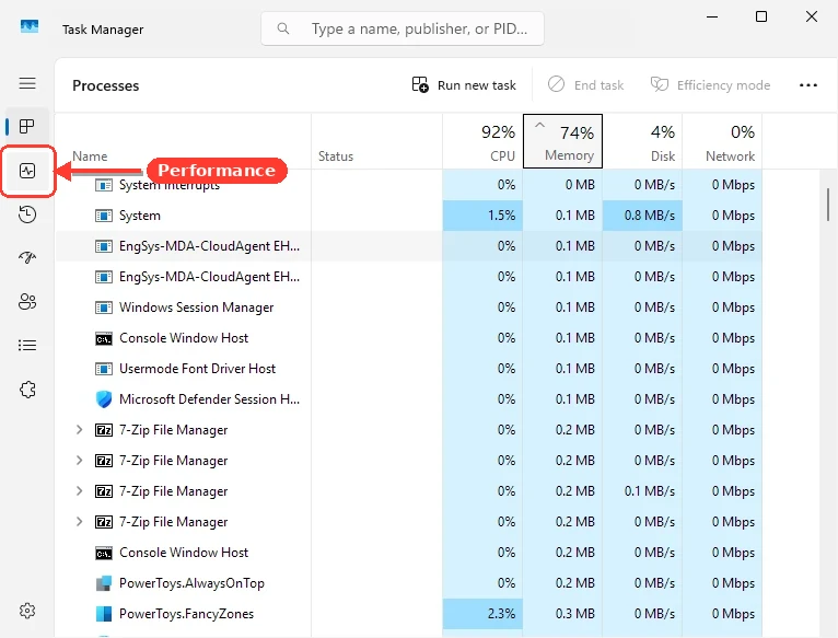 Task Manager showing CPU performance details with virtualization enabled.