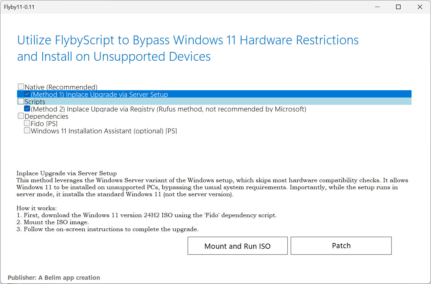 Thread 'Flyby11: Bypass Windows 11 24H2 Restrictions on Unsupported Hardware'