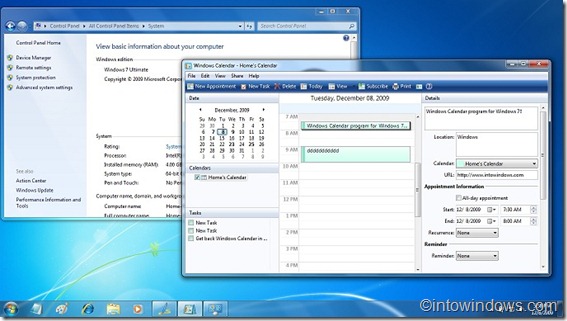 Windows Calendar Vista