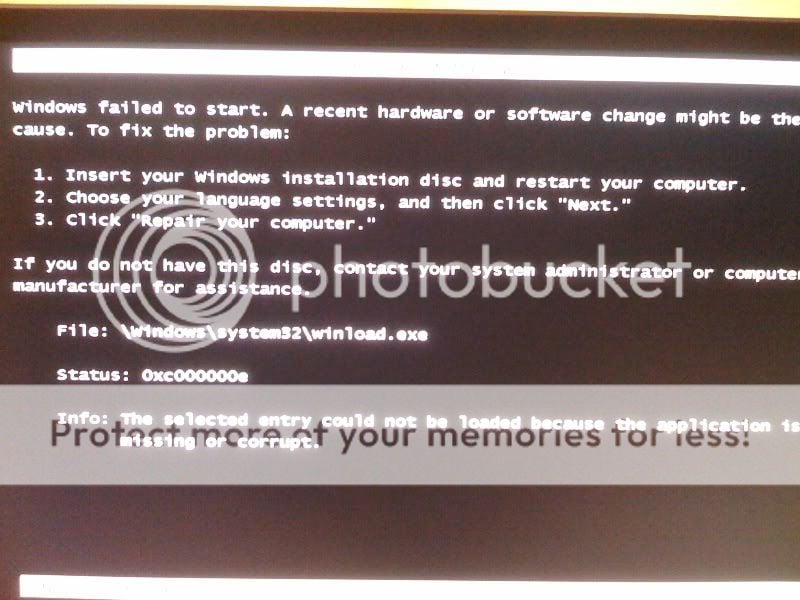 Windows Vista64bit Bsod And Bootup Errors Pictures Included