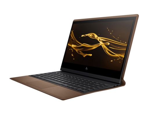 Photo of an HP Spectre Folio, open and facing left