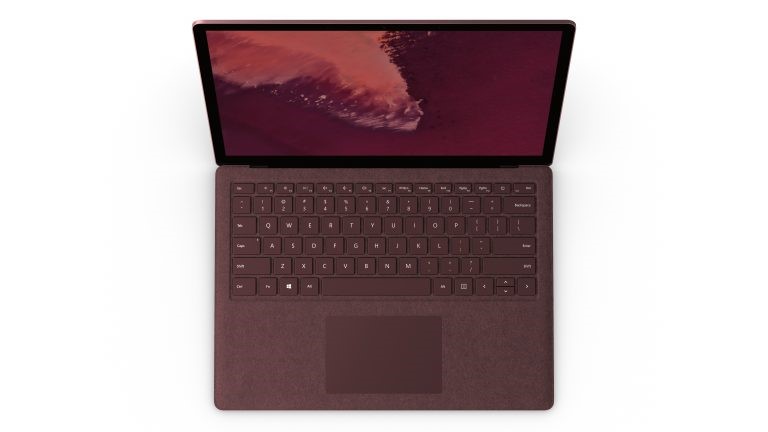 Photo of a Surface Laptop 2 open, from above