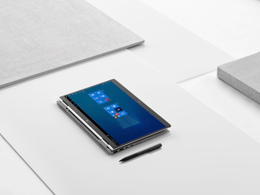 Photo of the HP Elitebook X360 1040 in tablet mode