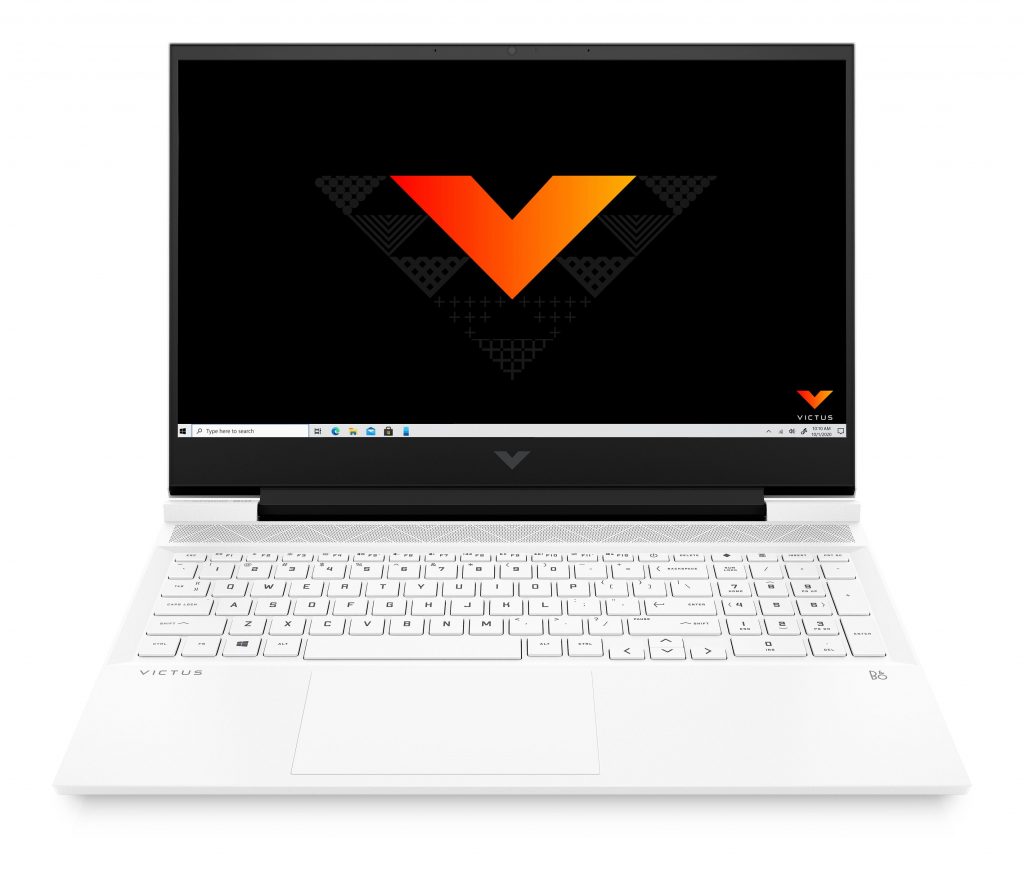 Victus by HP in white with a V on the screen