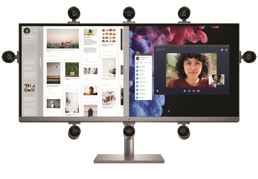 HP Envy 34 AIO showing all the different positions the camera can take over the perimeter of the screen