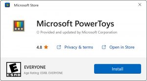PowerToys app in Microsoft Store