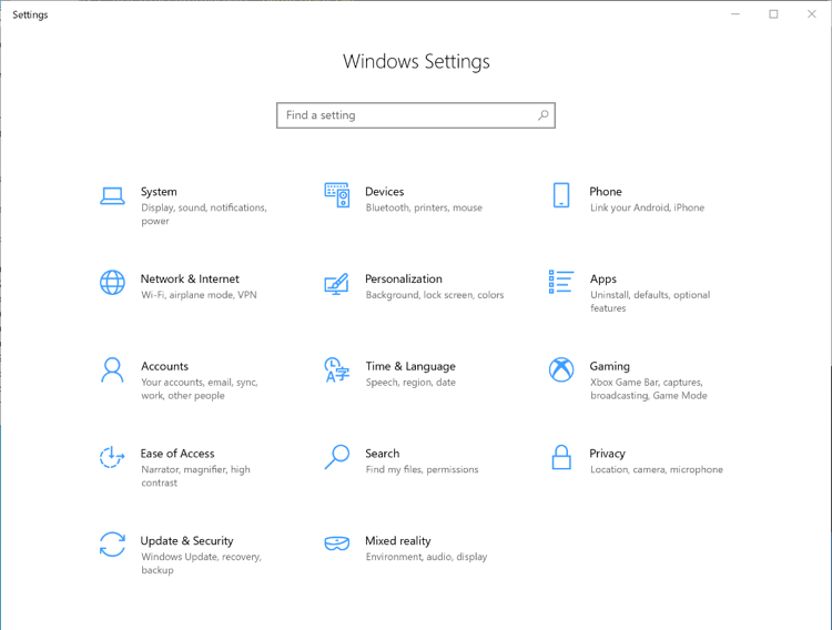  Windows Settings Page