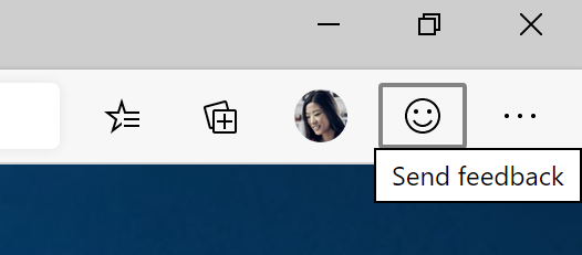 Screenshot highlighting the Send Feedback button in Microsoft Edge