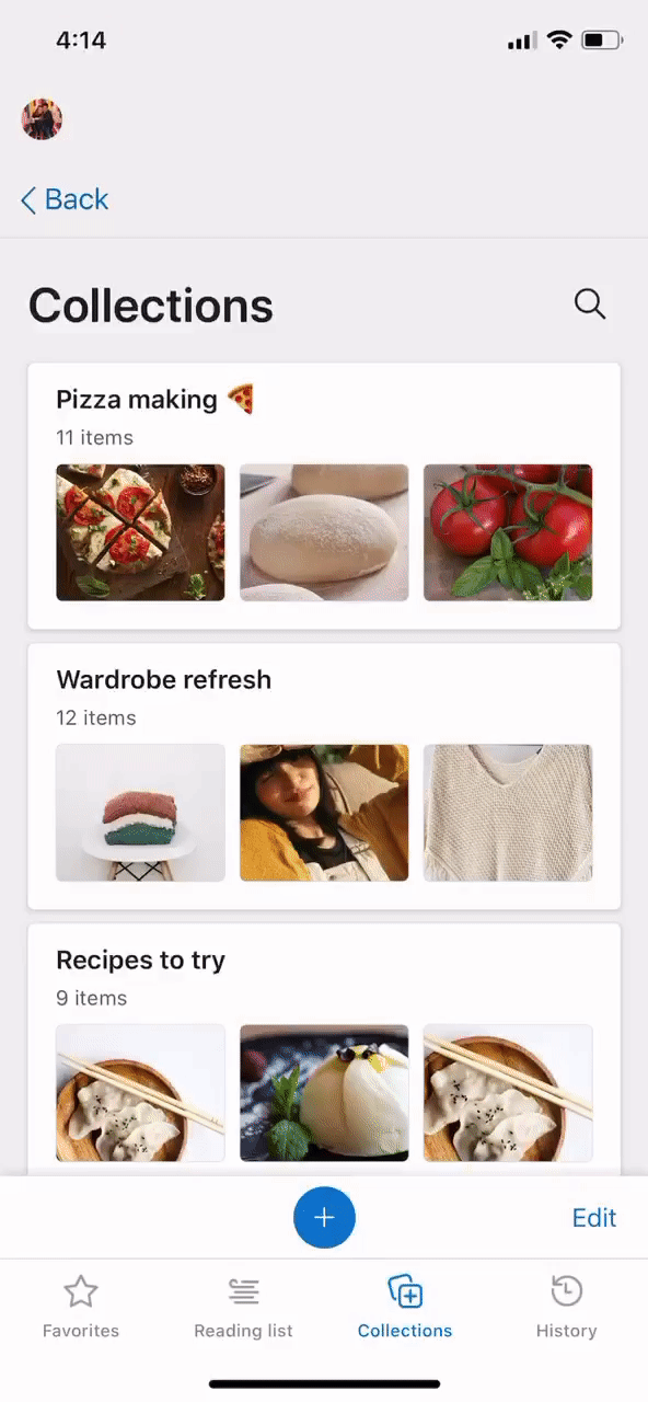 Animation of creating a collection Animation of creating a collection