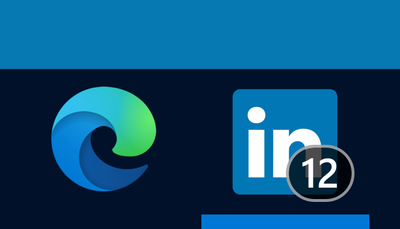 LinkedIn taskbar icon with a 12 badge superimposed, indicated unread items