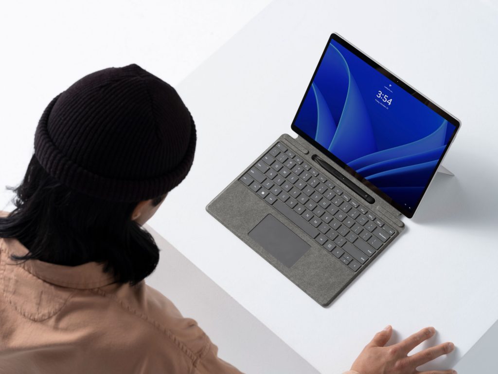 Person logging onto Surface device