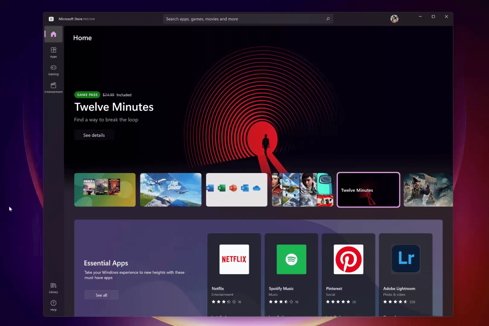 You can now hover over items in Spotlight in the Microsoft Store to see more details.