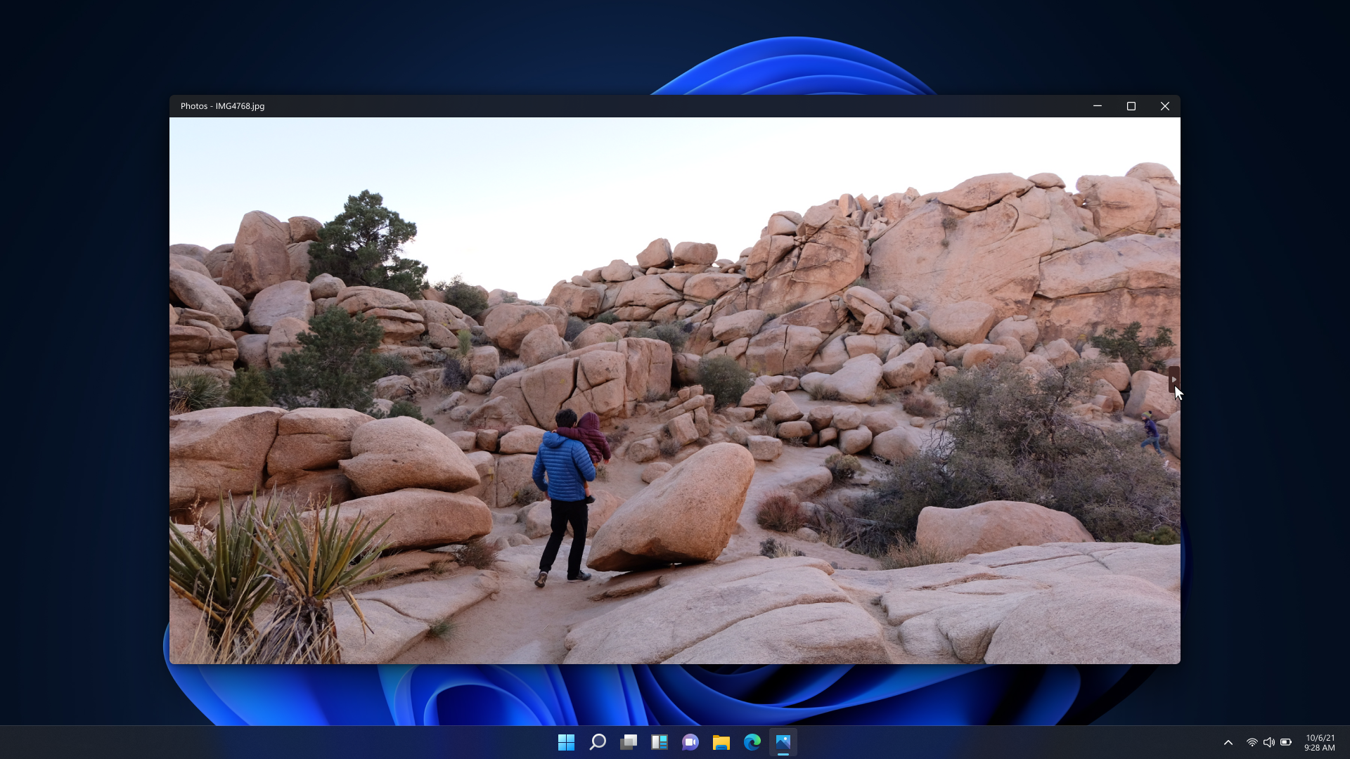 Full edge-to-edge photo viewing with toolbar and filmstrip dismissed.