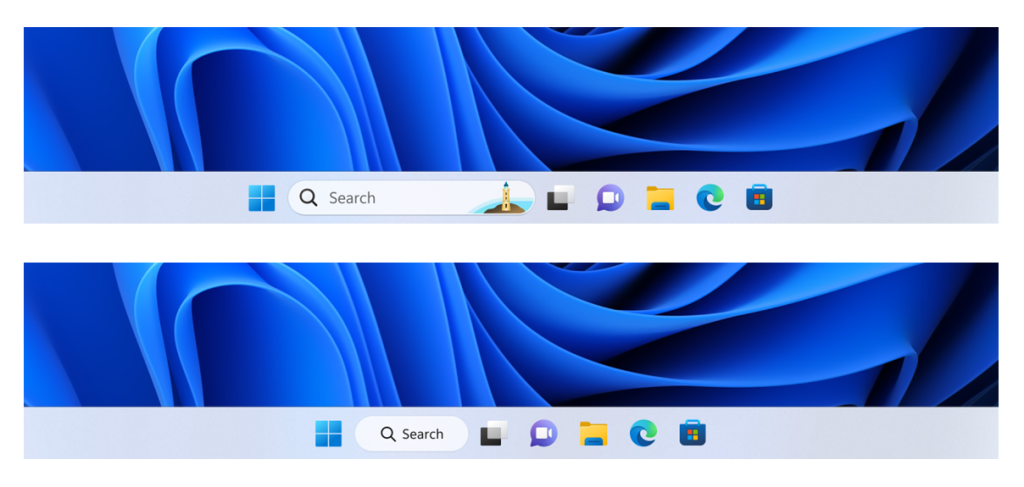 Example of different treatments we are trying out for how search looks on the taskbar. Example of different treatments we are trying out for how search looks on the taskbar.