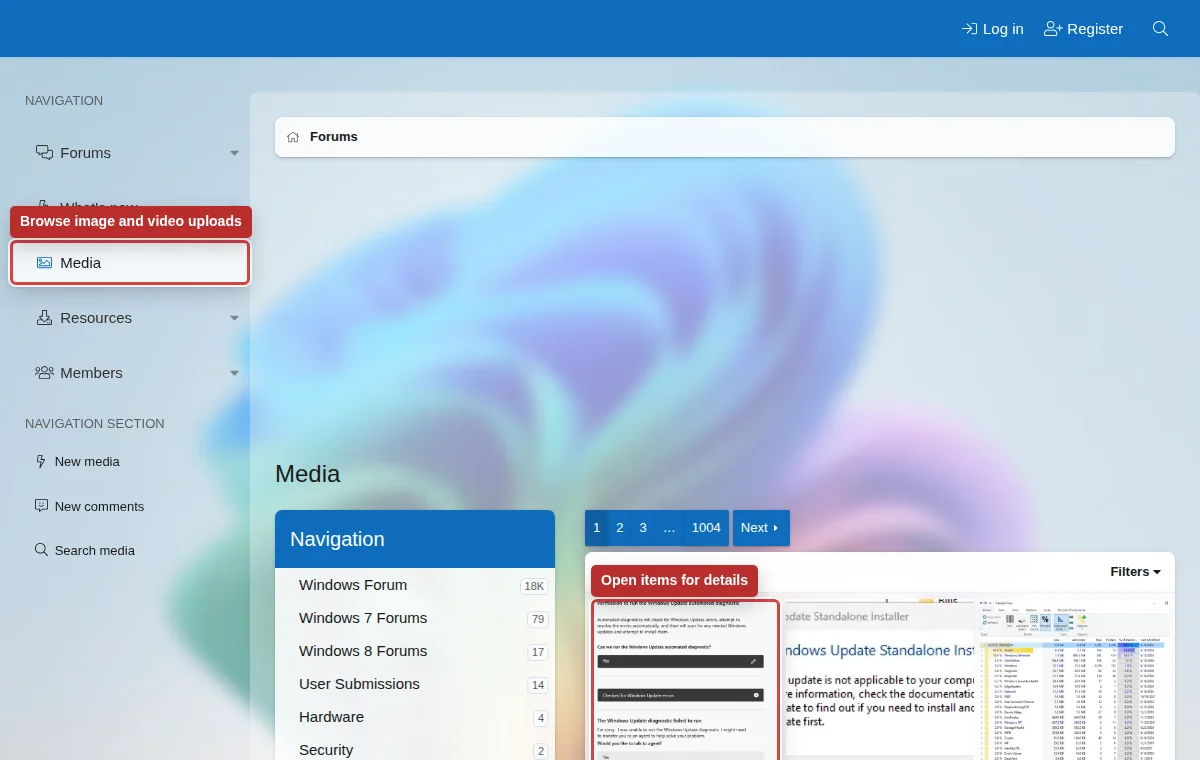 Annotated media and resource areas