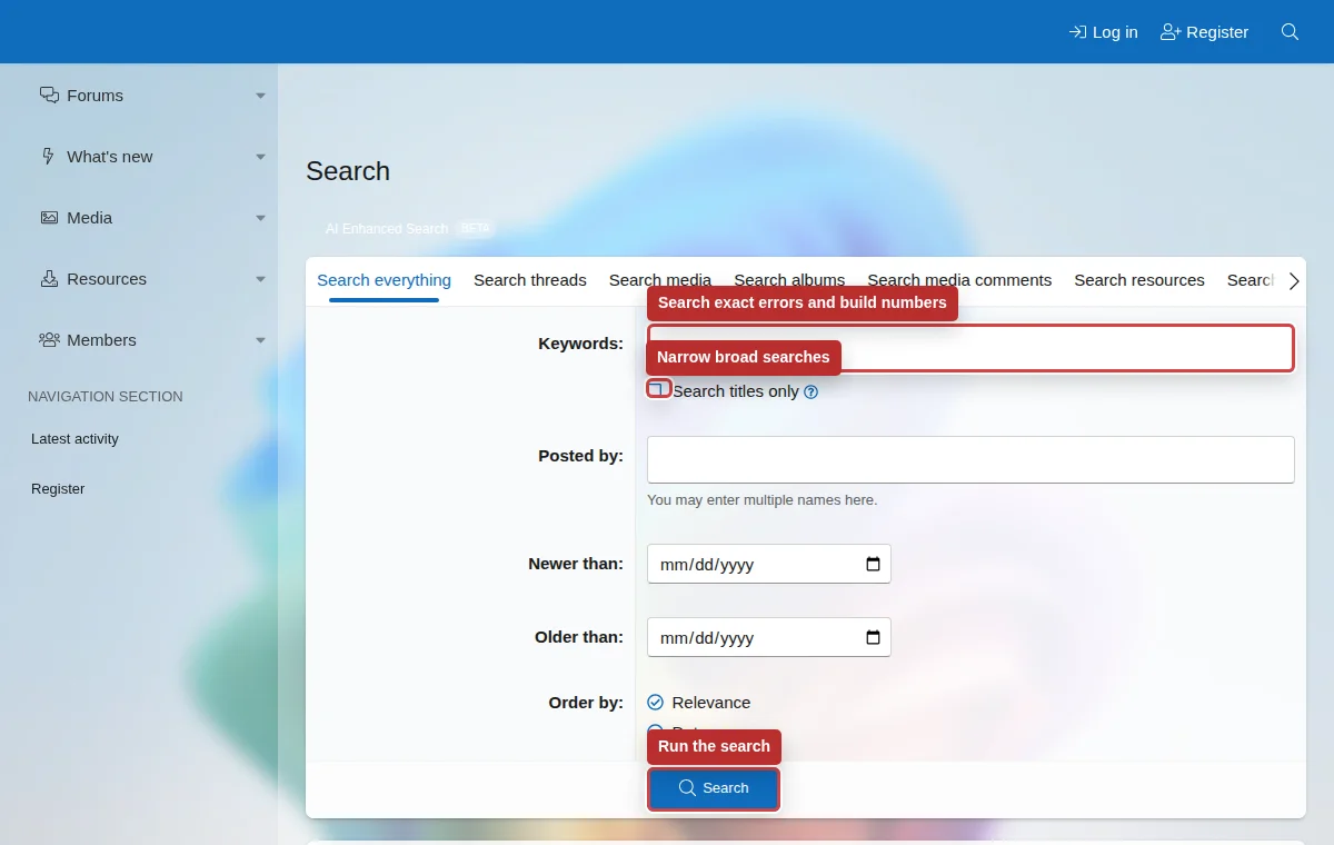 Annotated search and AI answer workflow