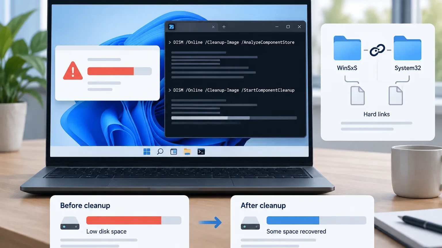 Free Up Windows Disk Space: Safely Analyze and Clean WinSxS With DISM